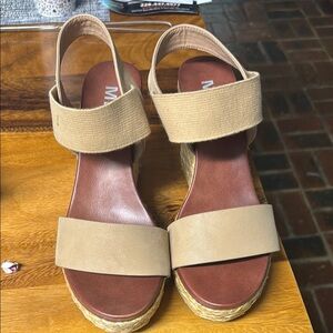 MIA Tan Wedge Sandals with Suede Straps